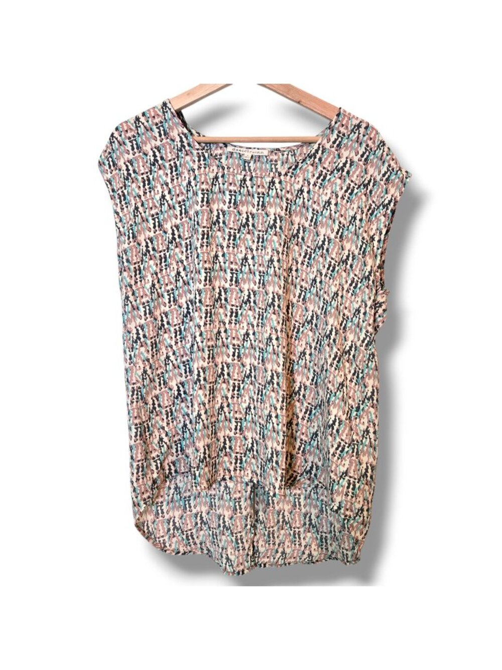 Daniel Rainn top womens Medium multicolor allover abstract print cap sleeve